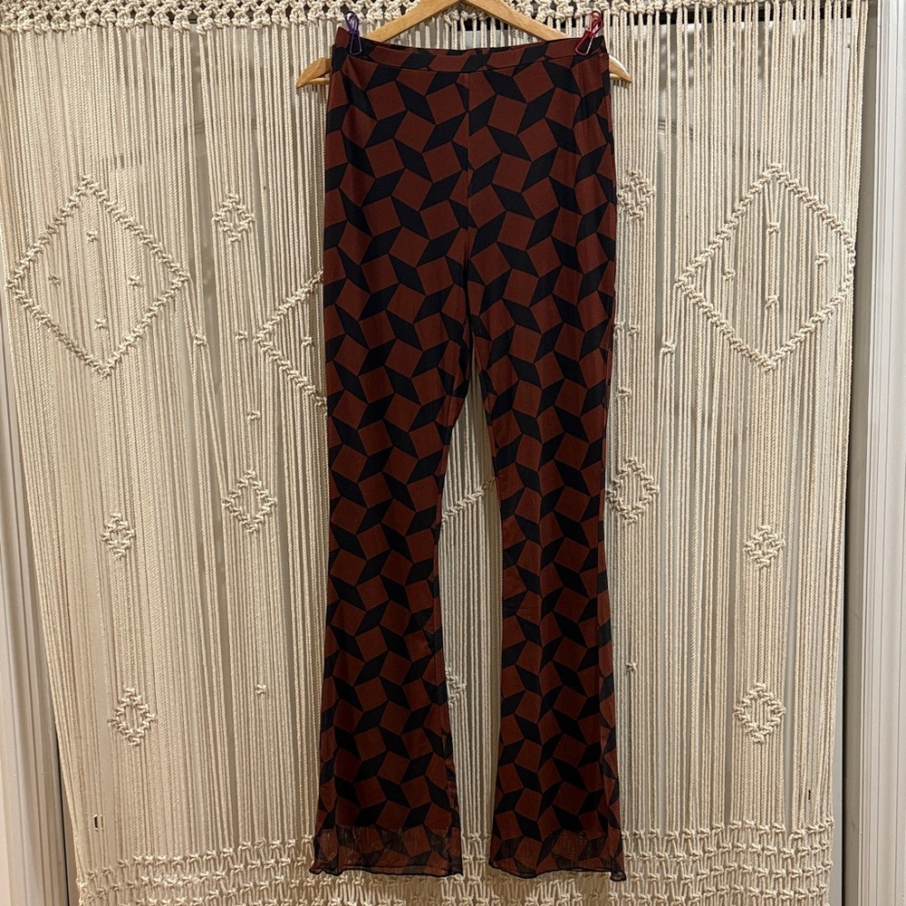 Another Girl GeoMesh Flare Pants